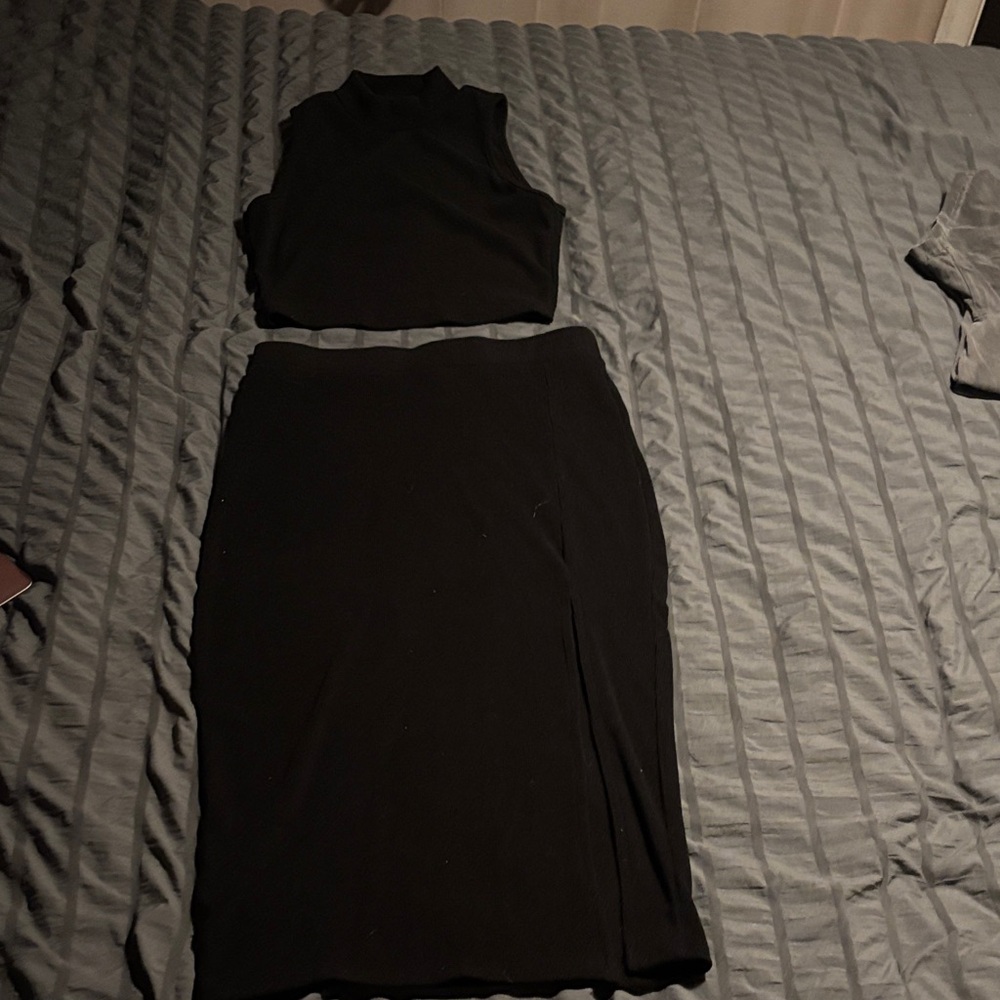 SHEIN Black Sleeveless Skirt Set